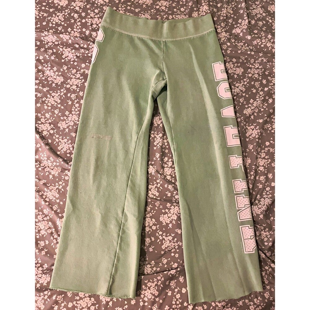 Vintage Y2K Victoria's Secret PINK Sweatpants Green Flare Love Pink 86 Size S